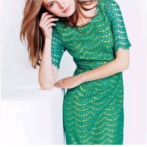 Boden•green lace eyelash dress•Sz 12